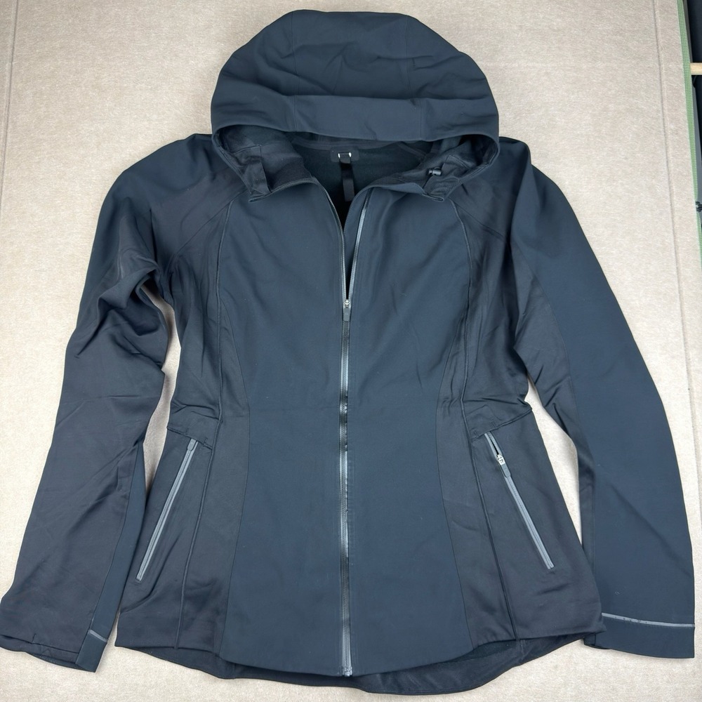 Lululemon Hooded Softshell Jacket Women's Sz S Black Fleece Lined Activewear